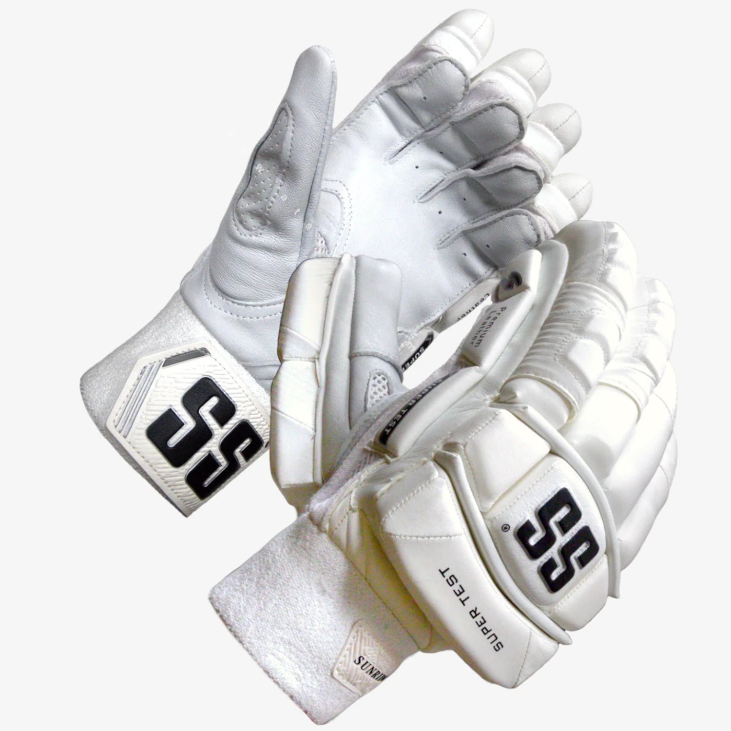 SS Super Test WHITE Cricket Batting Gloves - ADULT