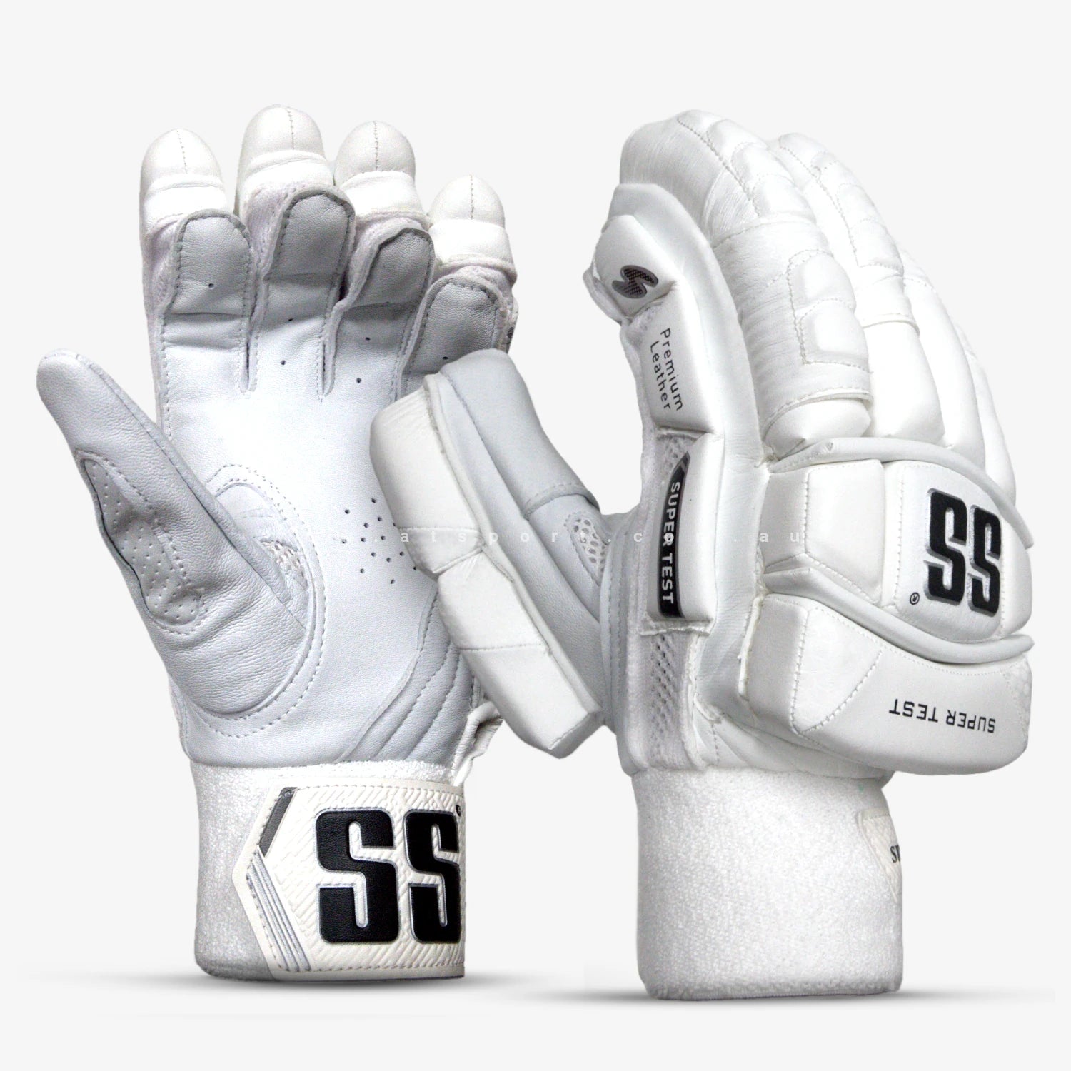SS Super Test WHITE Cricket Batting Gloves - ADULT