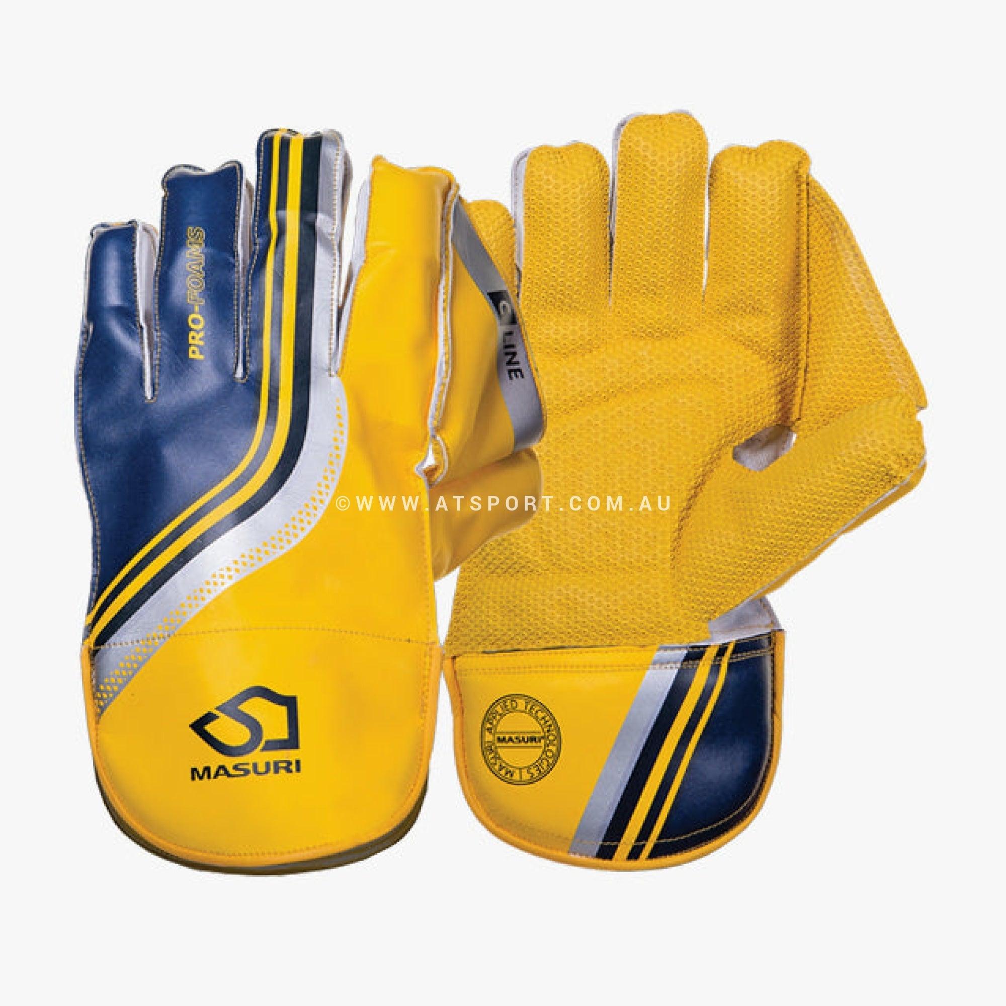 Masuri C LINE YELLOW Wicket Keeping Gloves - YOUTH - AT Sports