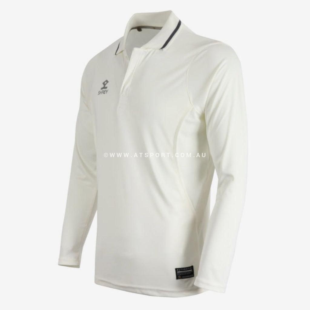 SHREY Premium Cricket Shirt OFF White Long Sleeve - AT Sports