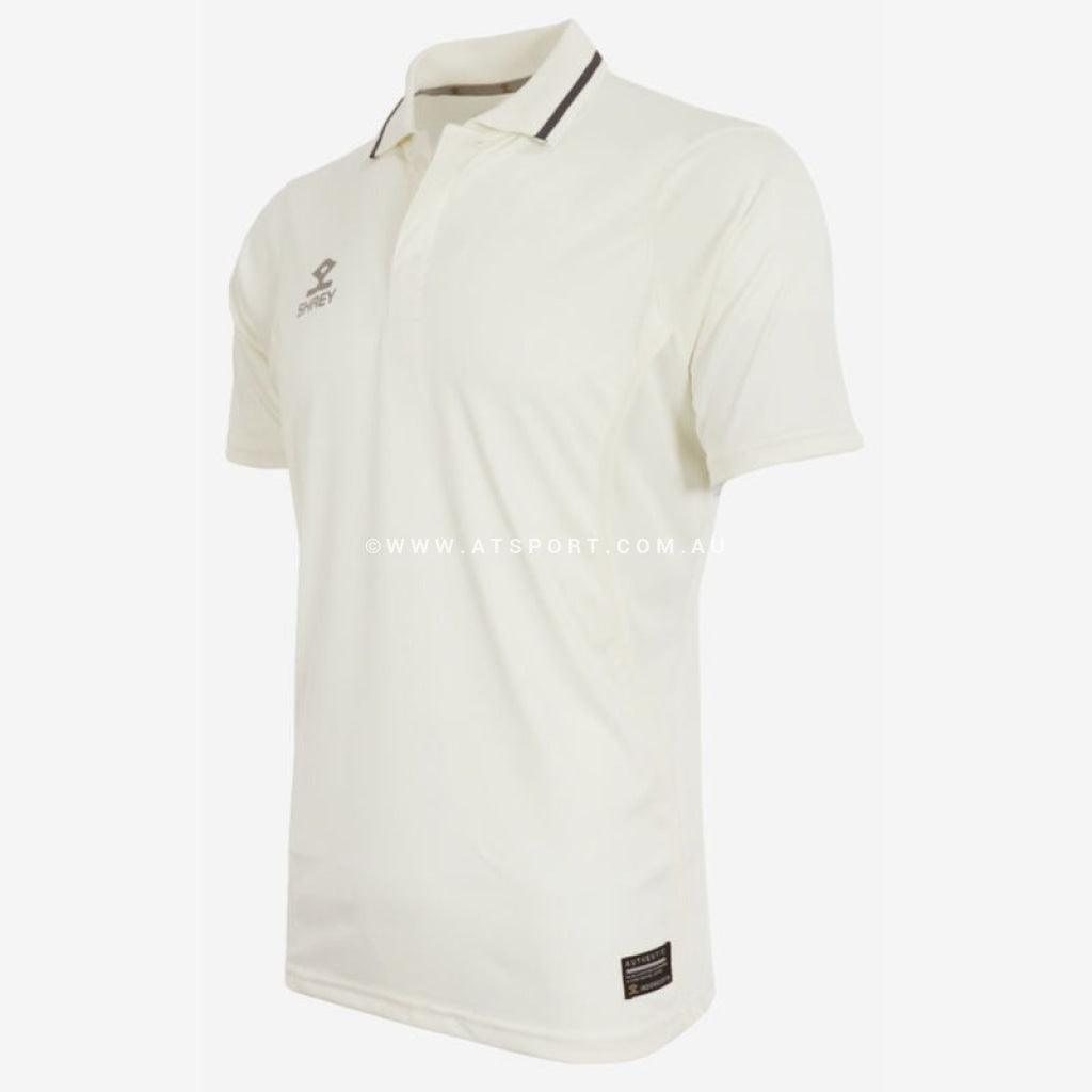 SHREY Premium Cricket Shirt OFF White Short Sleeve - AT Sports