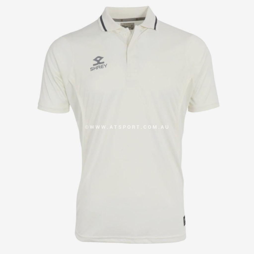 SHREY Premium Cricket Shirt OFF White Short Sleeve - AT Sports